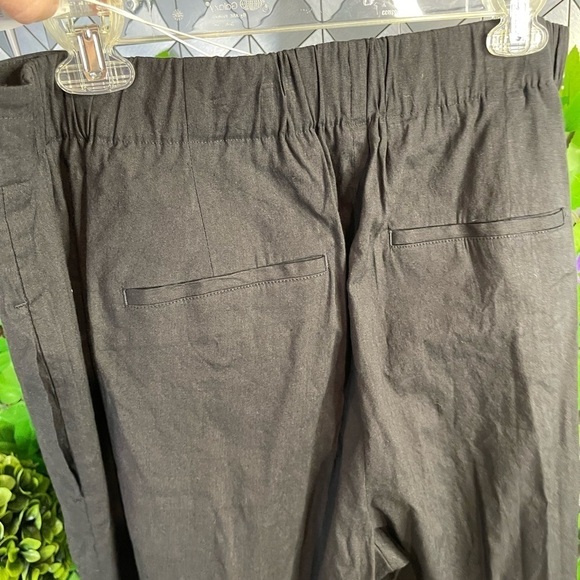 NWT Vince Women’s XL Pleated Front Straight Leg Linen Blend Black Pull On Pants - Picture 9 of 16